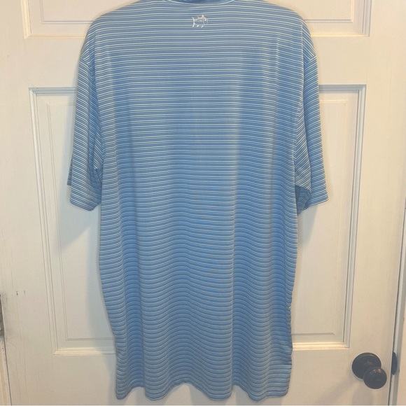 Southern Tide Light Blue Striped Polo Shirt Size XL Dry Fit - Picture 7 of 7